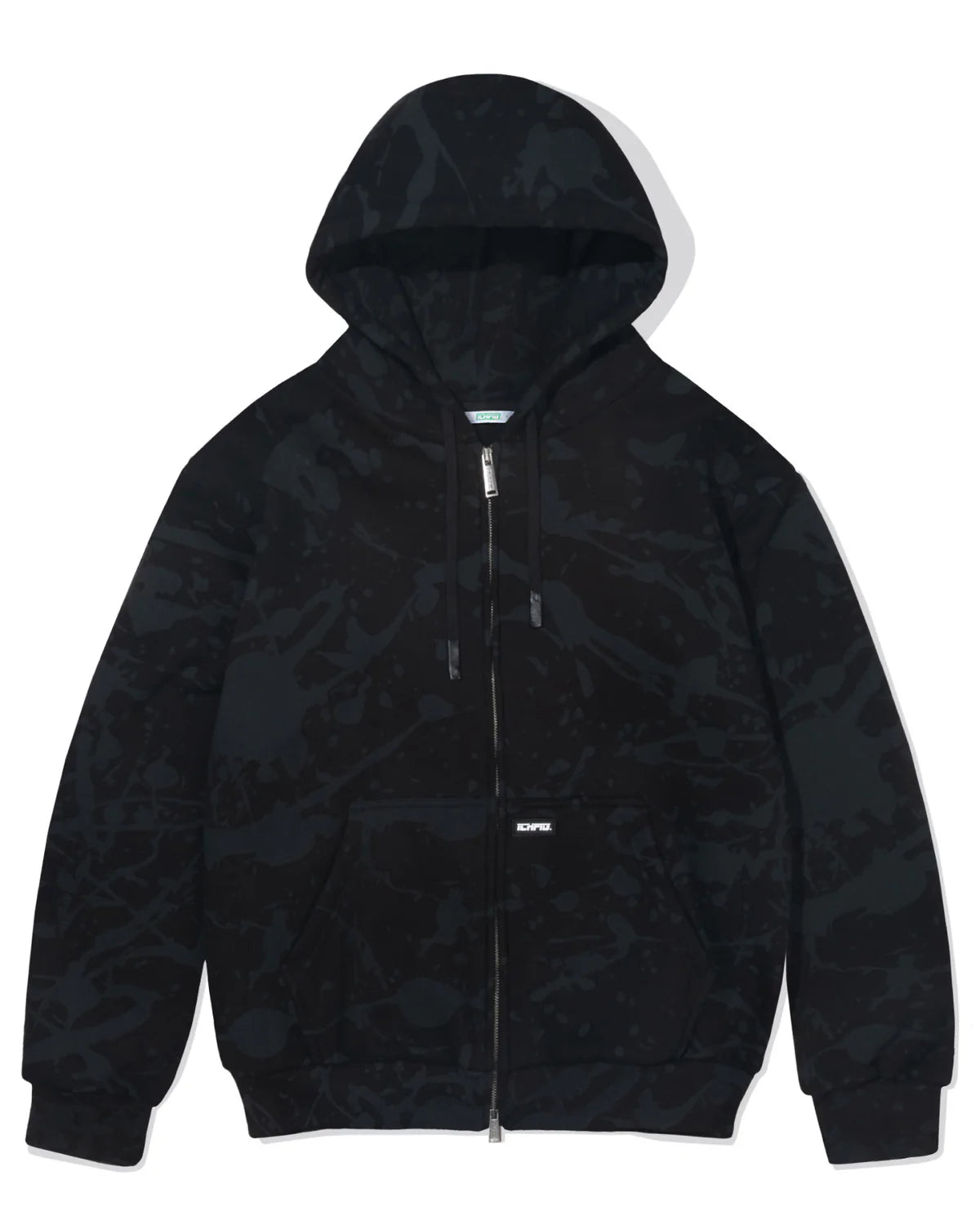 SPLATTER ZIP UP HOOD BLACK