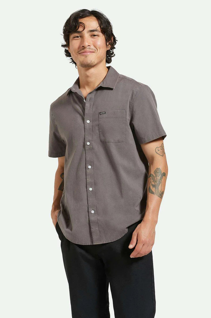 CHARTER SOL WASH S/S WVN SHIRT CHARCOAL SOL WASH