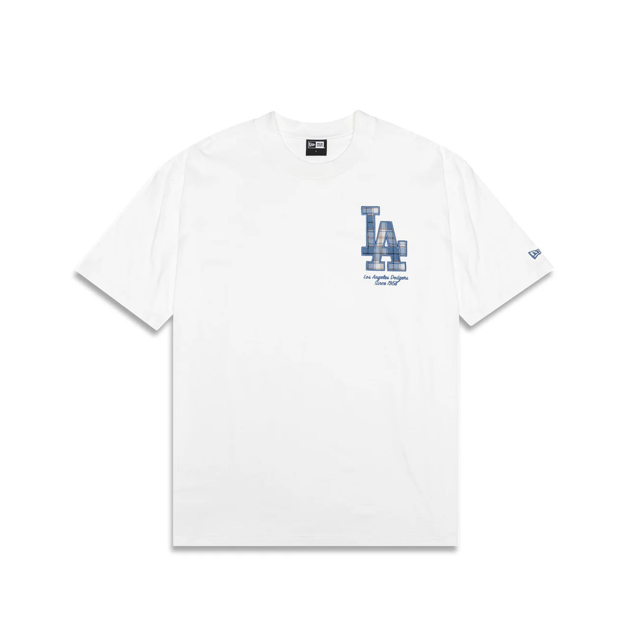 LA DODGERS DENIM AND PLAID TEE WHITE