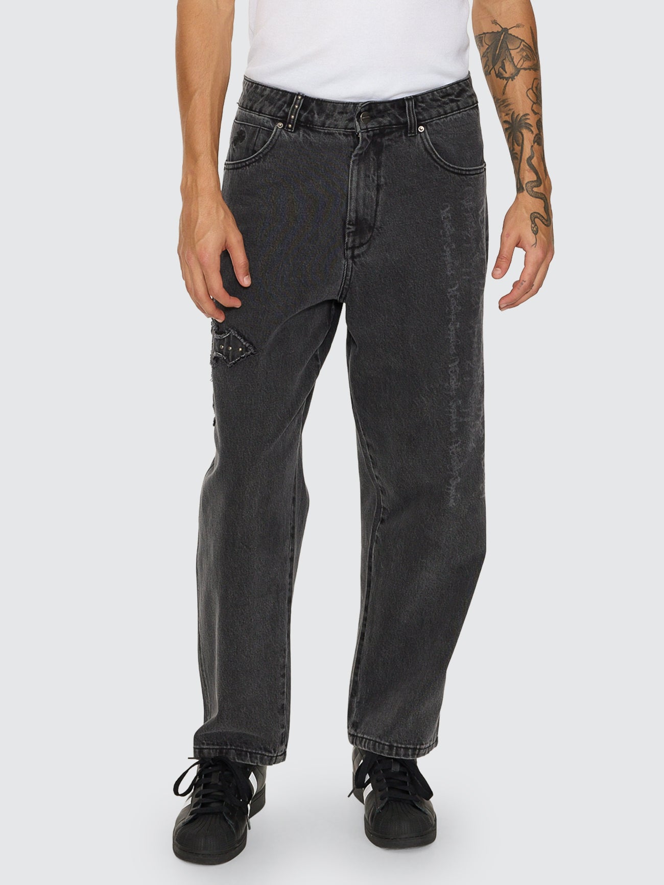MANIC BIG LOUNGER JEAN GHOSTED BLACK FADE