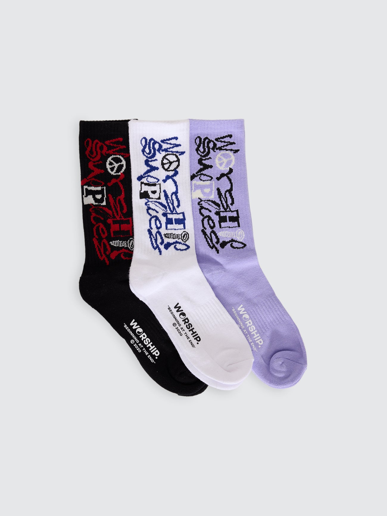 FUSION SOCKS 3 PACK WHITE BLACK PURPLE