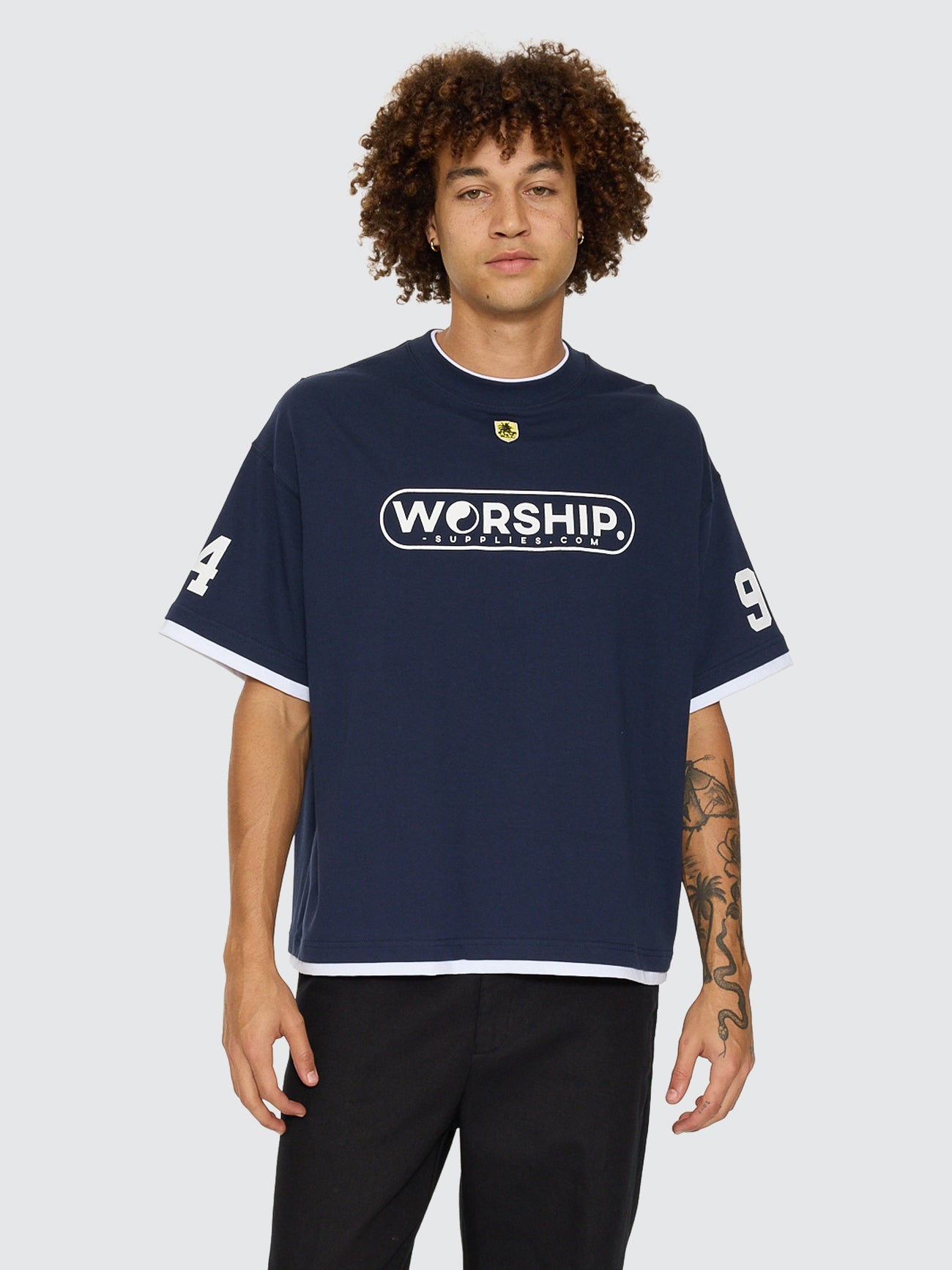 SIDELINE BOX CROP LAYER TEE BLACK IRIS