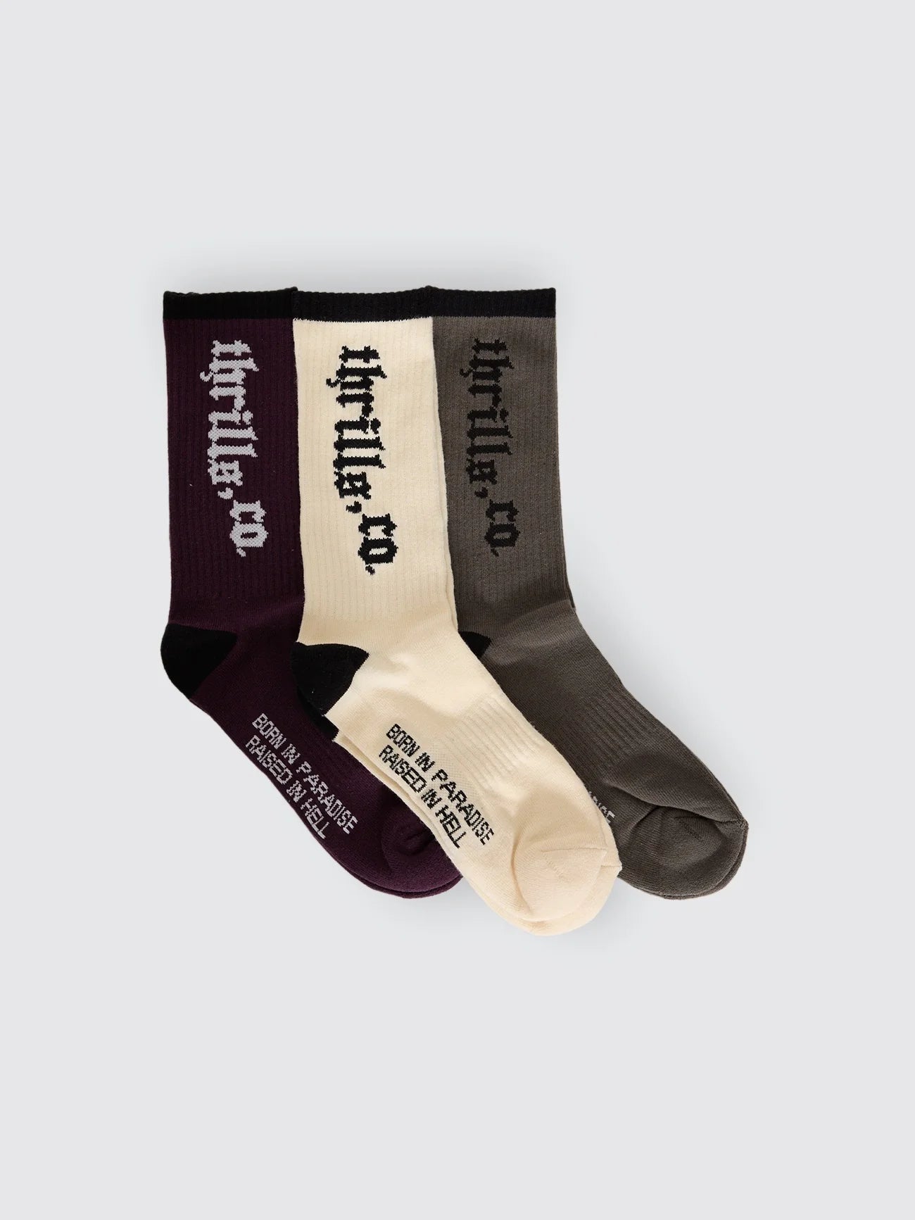 NEW DELUSIONS 3PK SOCKS PURPLE ASH WHITE