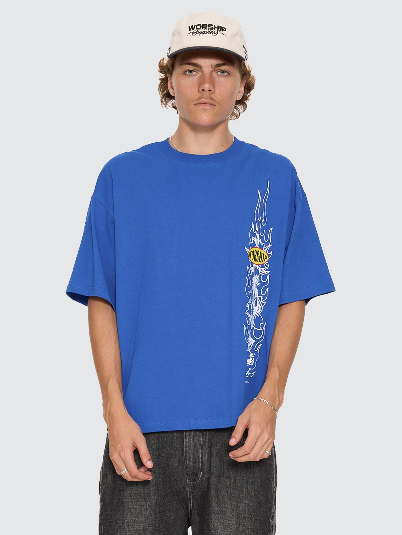 TROPICAL HEAT BOX CROP TEE SAILOR BLUE