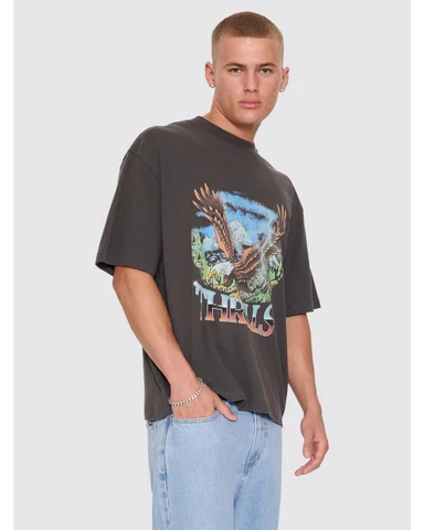 SEEN & HEARD OVERSIZE BOX CROP TEE DARK MERCH BLACK