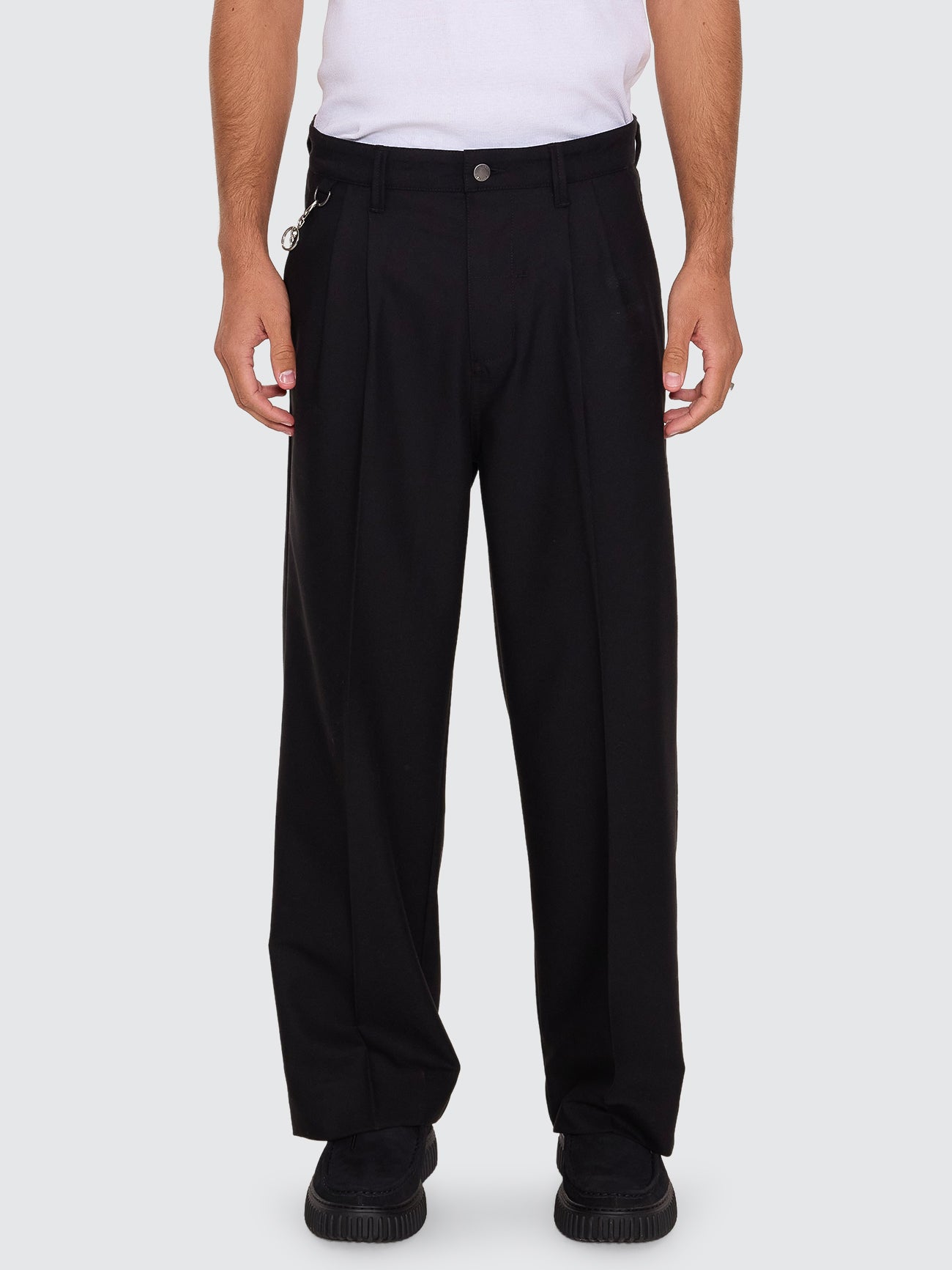 CHAINED JACOB BIG SLACKER CROPPED PANT BLACK