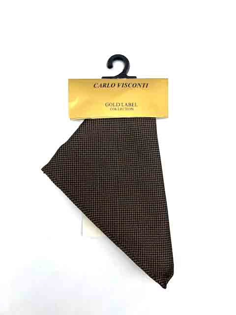 GOLD LABEL SELF PATTERN POCKET SQUARE CHOCOLATE