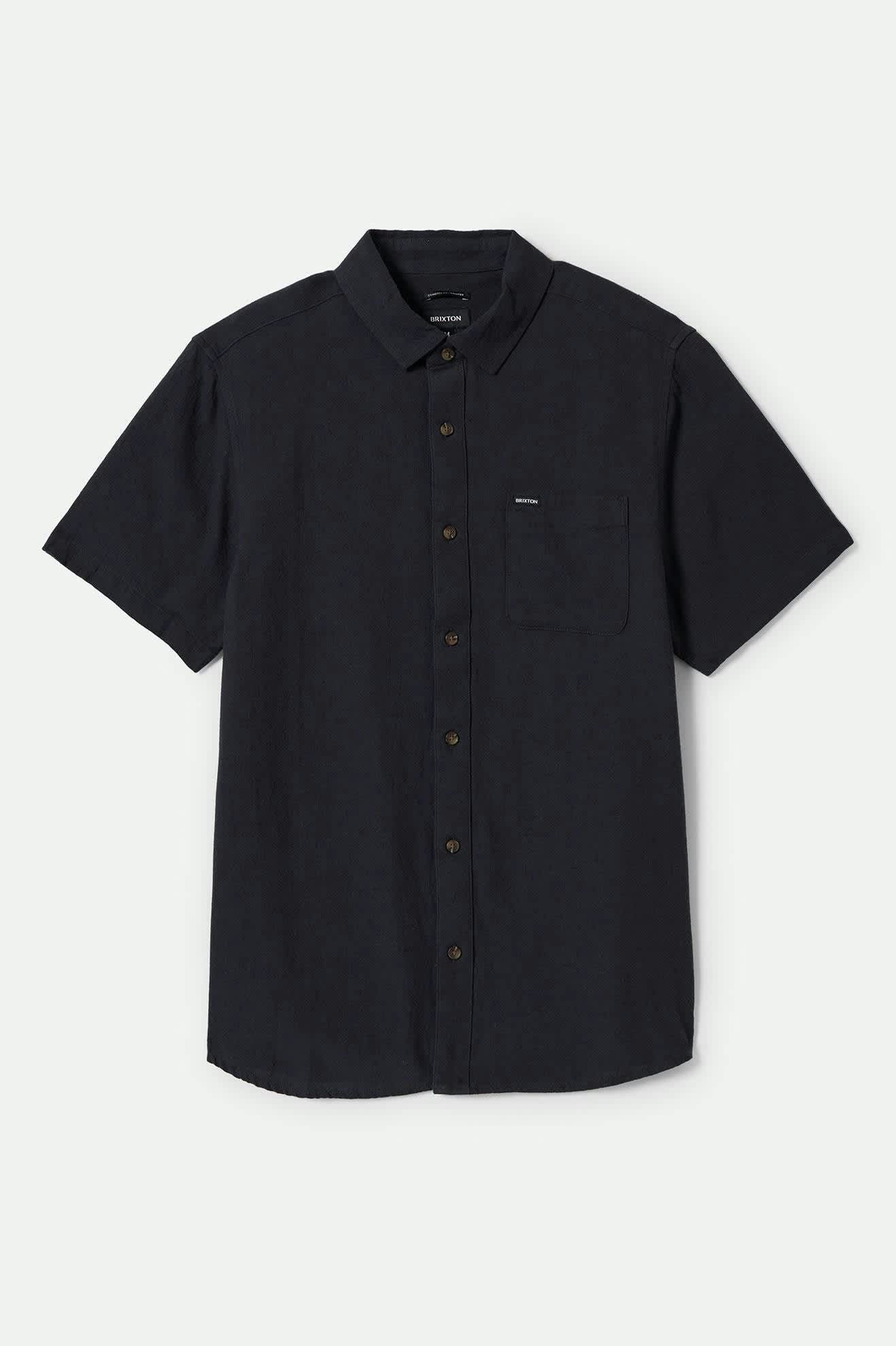CHARTER ORGANIC S/S SHIRT WASHED BLACK