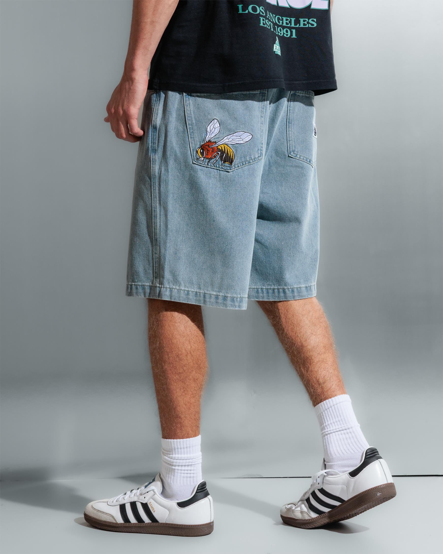 WASP BULL DENIM SHORT WASHED BLUE