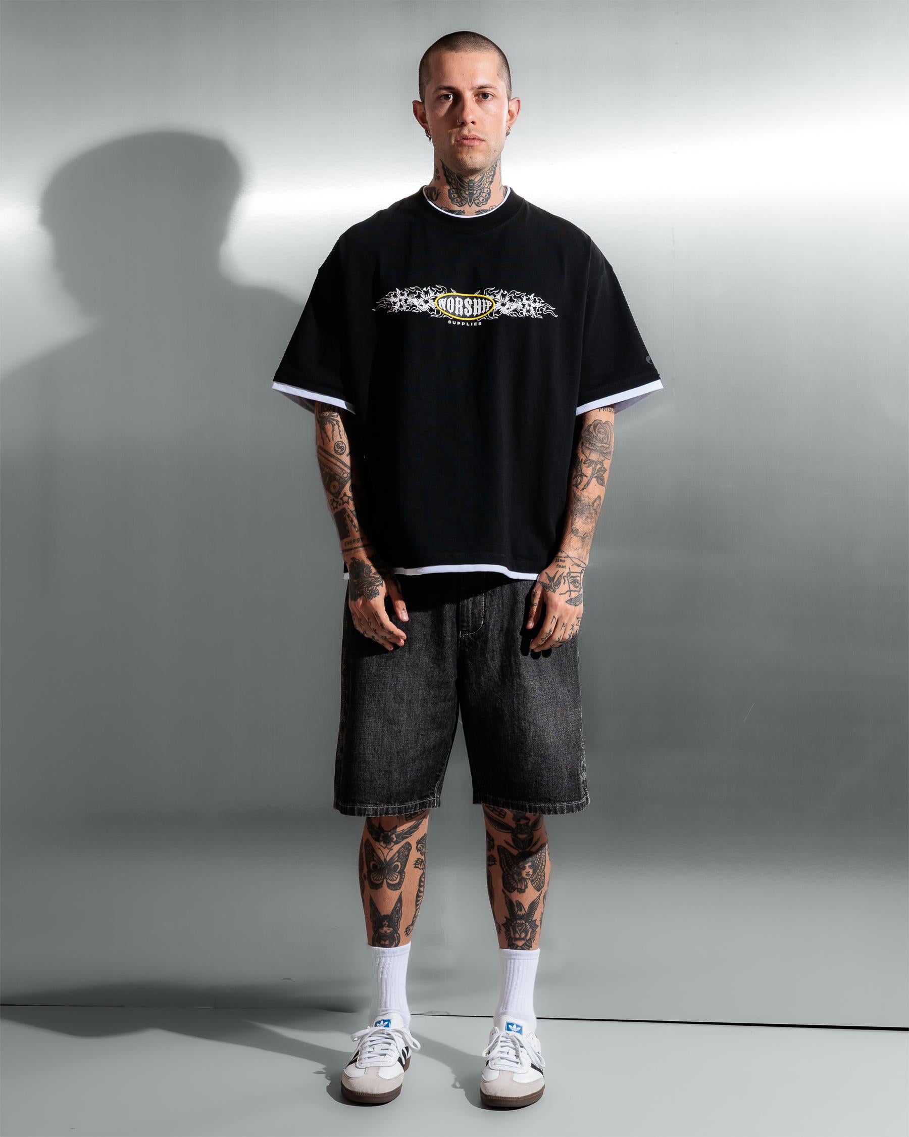 TROPIC HEAT BIG DAWG JEAN SHORT SPOOKY BLACK