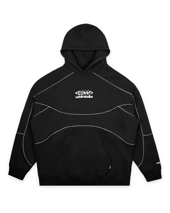 GLOBE PANEL HOOD SWEAT BLACK