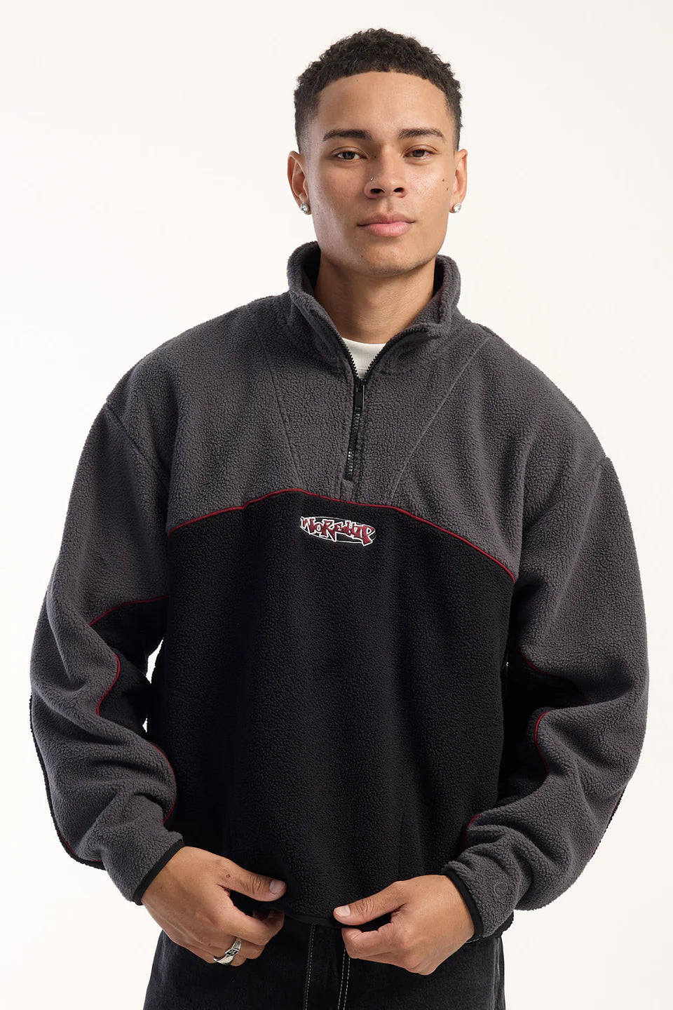 WYLDSTYLE QUARTER ZIP SHERPA FLEECE BLACK