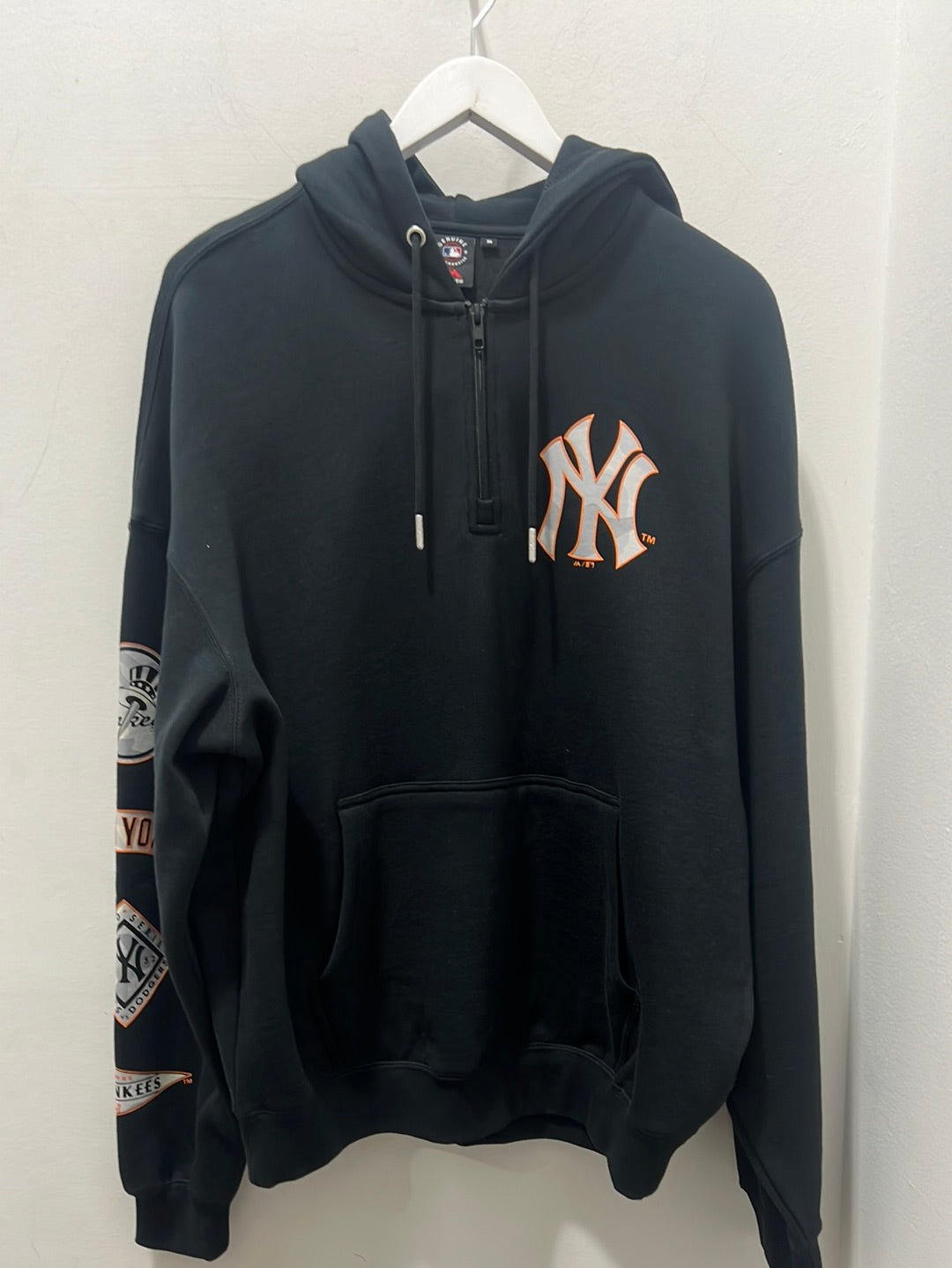 SNOW CAMO 1/4 ZIP HOODY YANKEES FADED BLACK