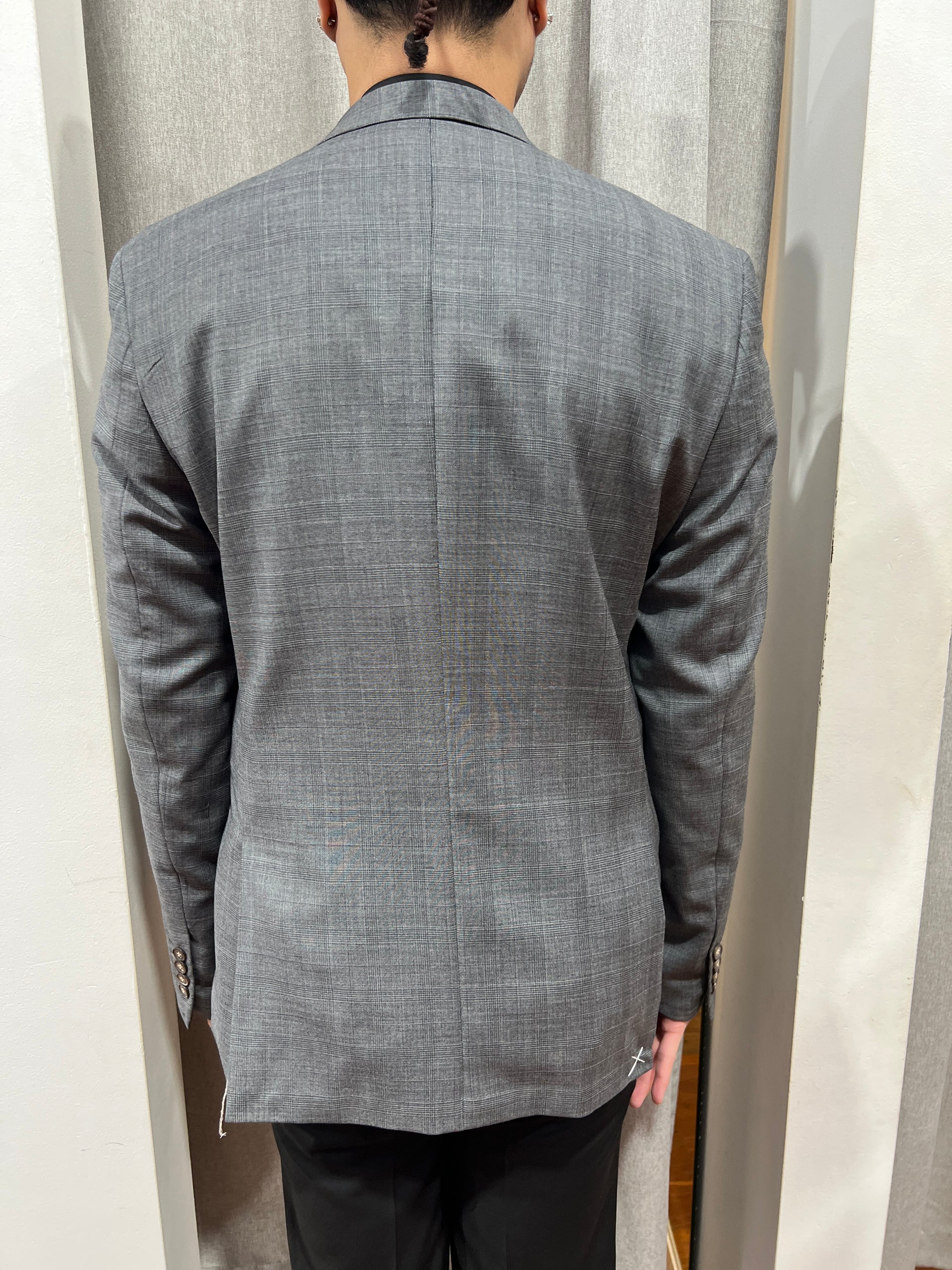 A039154 WOOL SUPERFINE 120 JACKET GREY CHECK