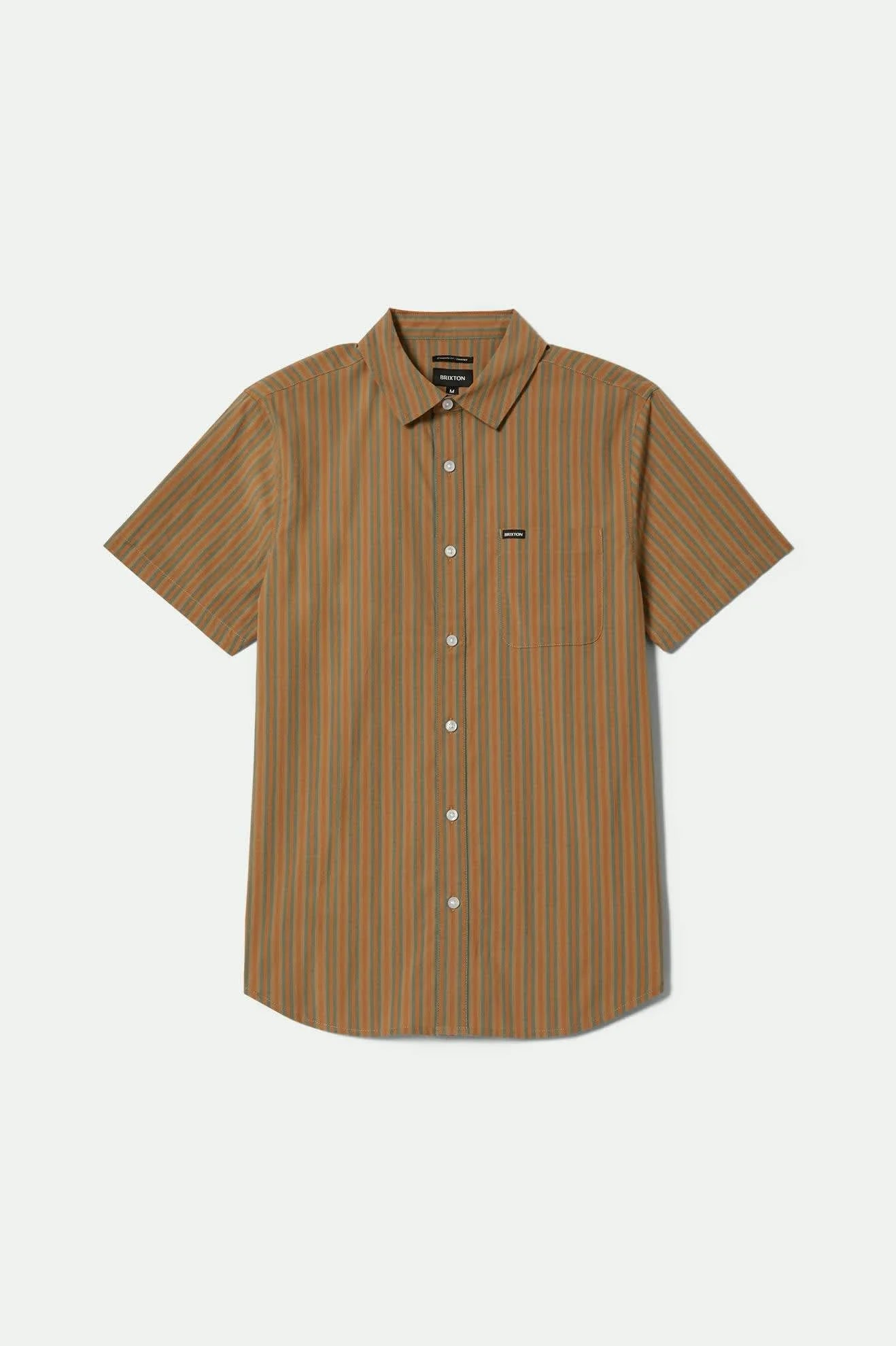 CHARTER STRIPE S/S WVN SHIRT CARMEL SAGE STRIPE