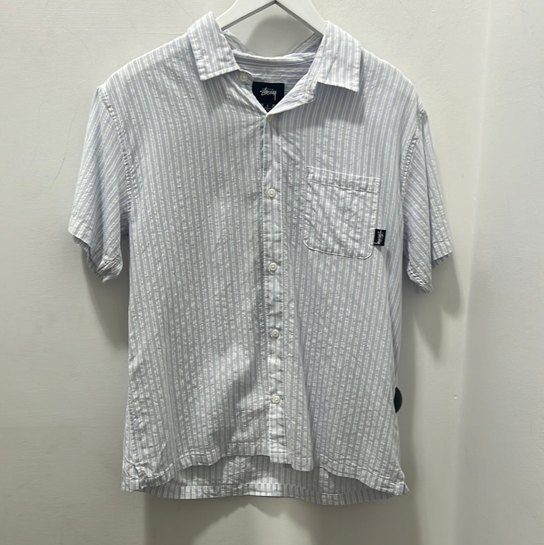 COTTON STRIPE SS SHIRT - BLUE