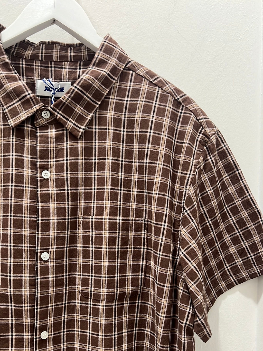 Ryan check ss shirt - chocolate