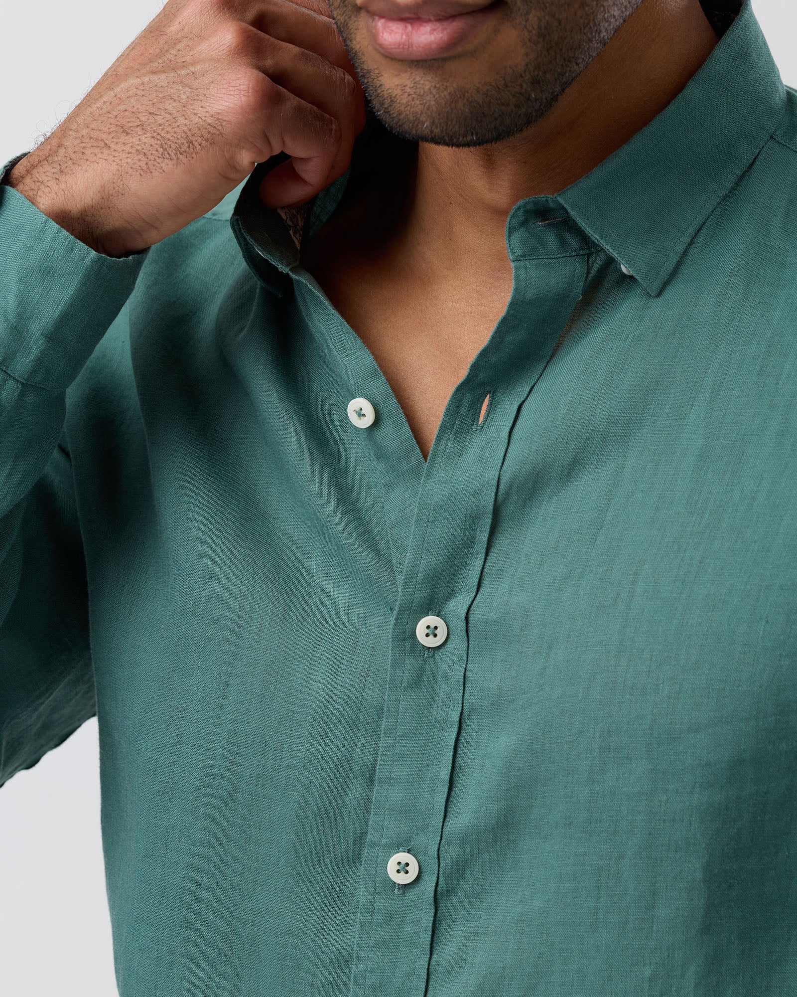 BFS1156 LINEN SHIRT GREEN