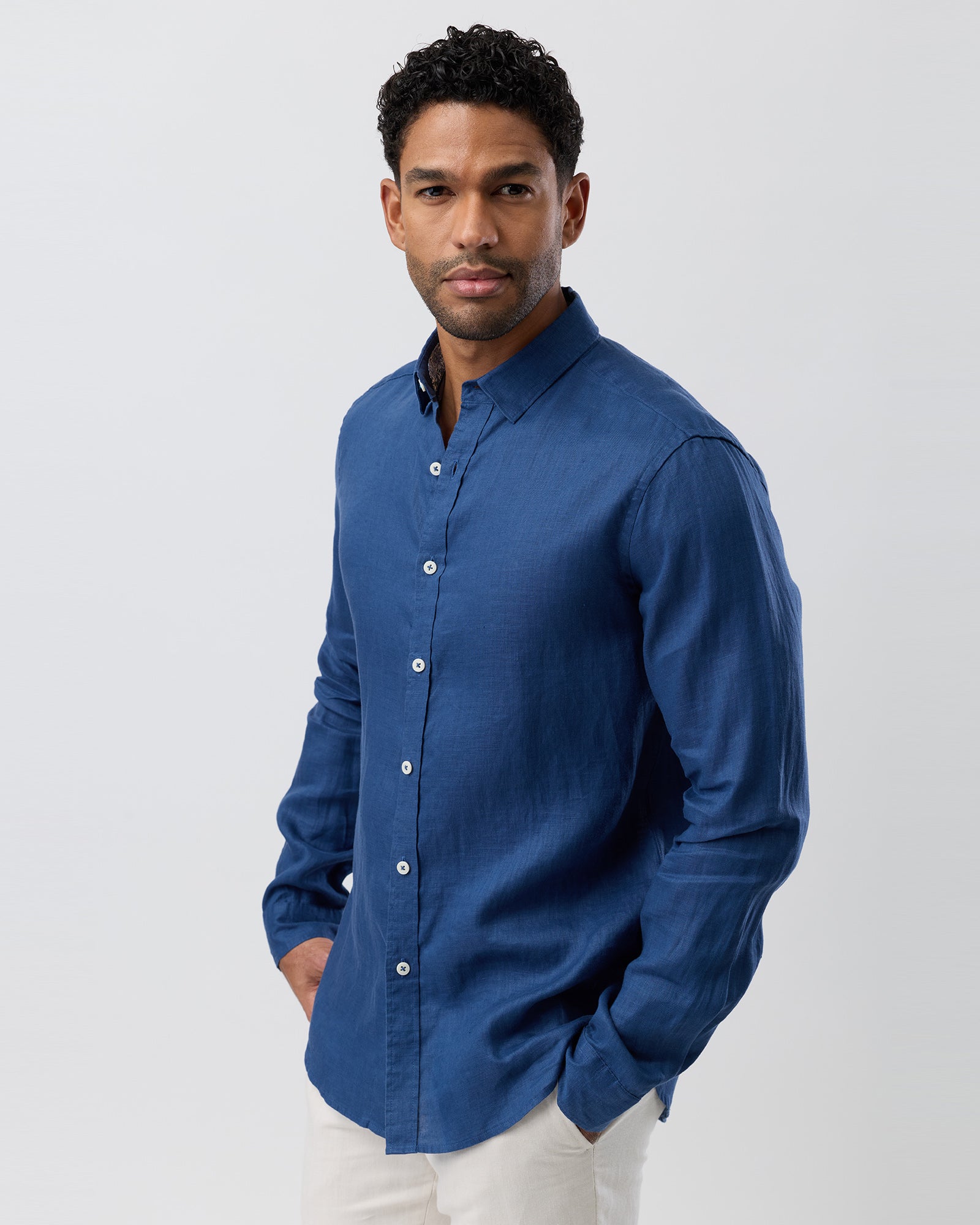 BFS1156 LINEN SHIRT INDIGO
