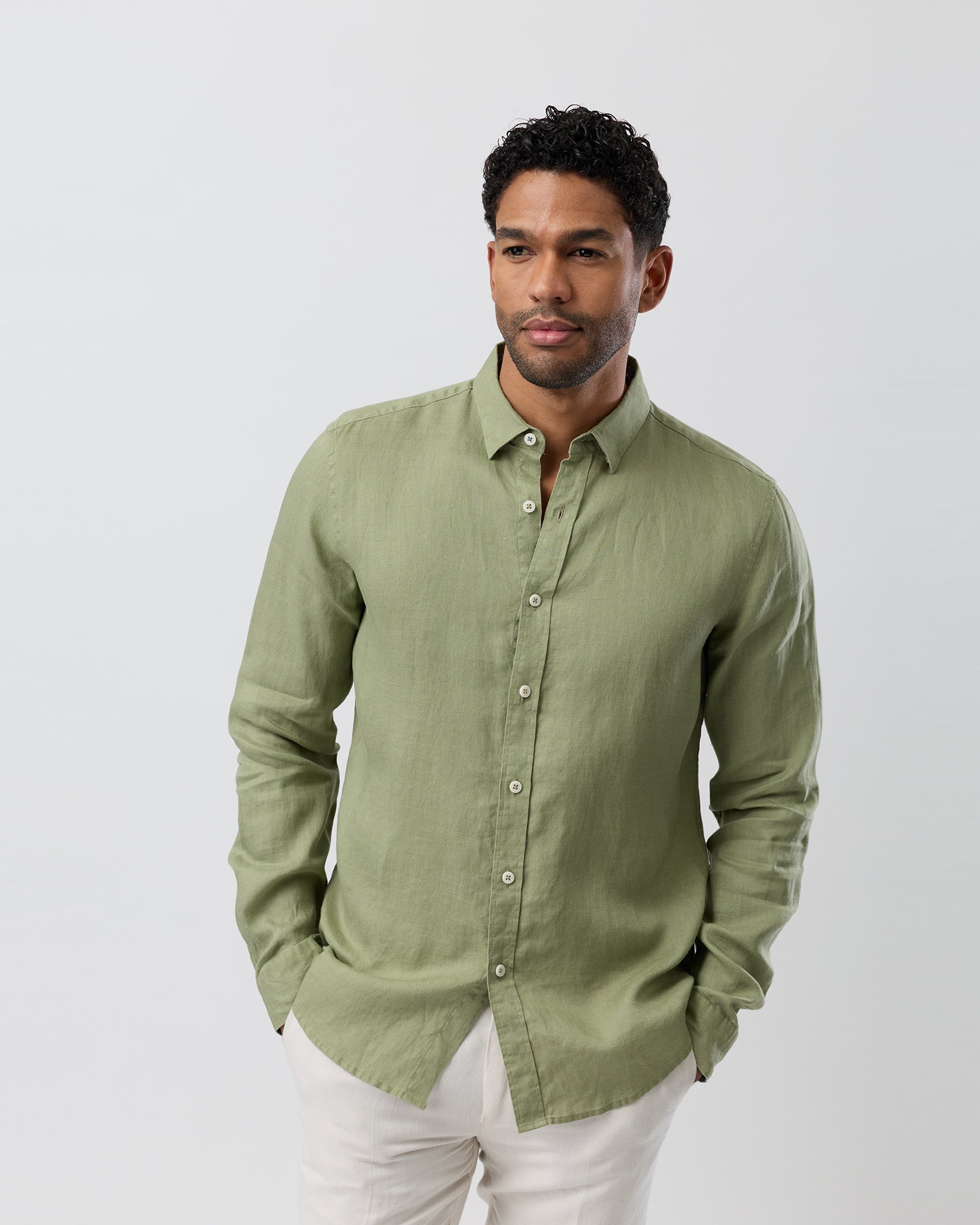 BFS1156 LINEN SHIRT SAGE