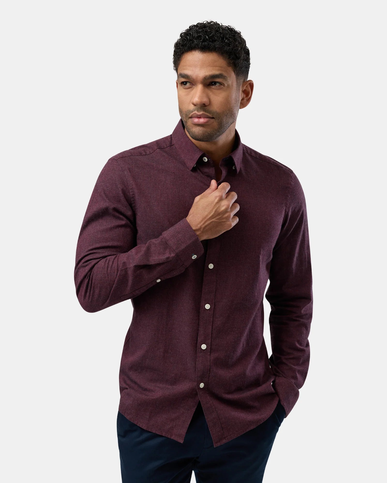 BFS1162 CASUAL LS SHIRT BURGANDY