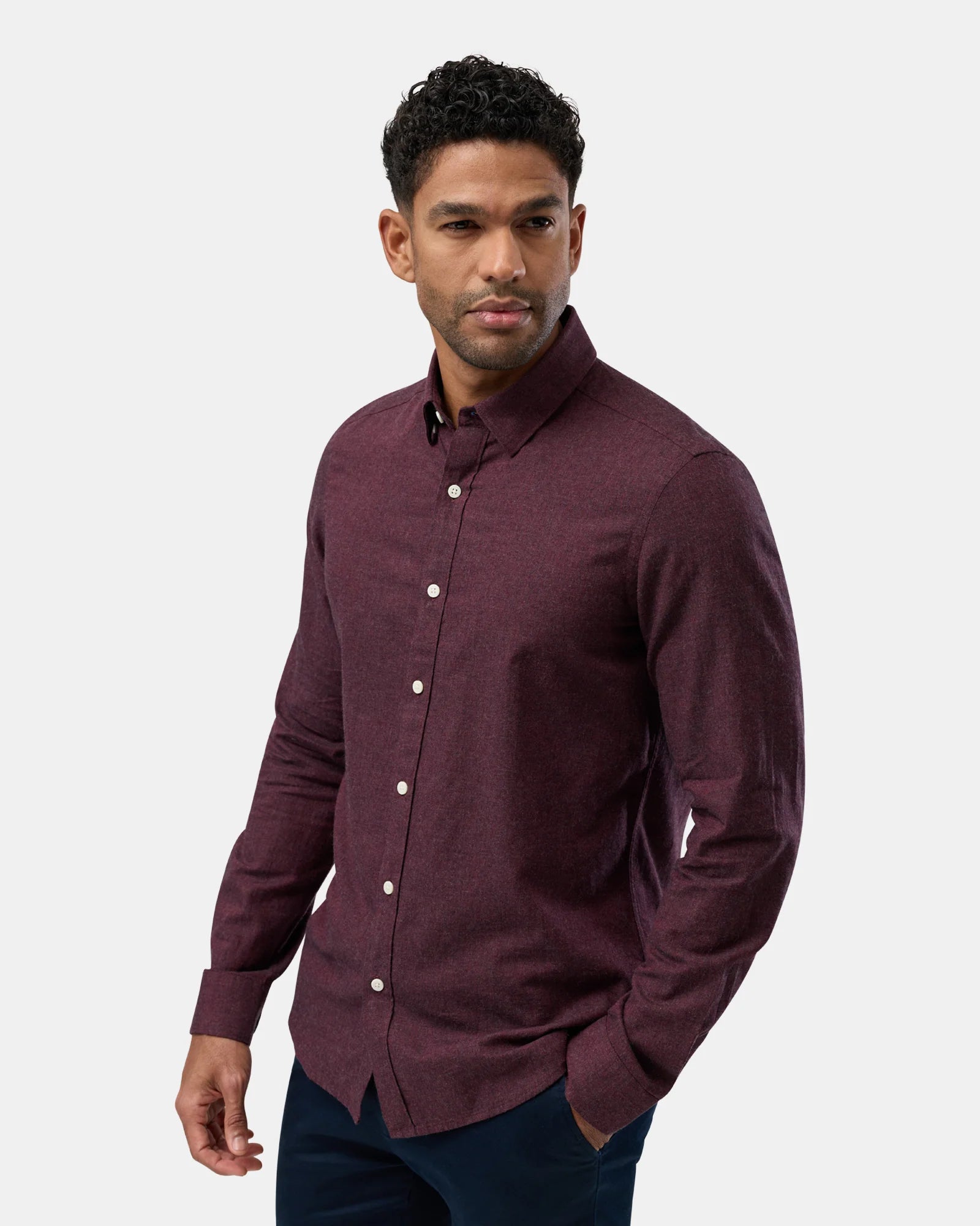 BFS1162 CASUAL LS SHIRT BURGANDY