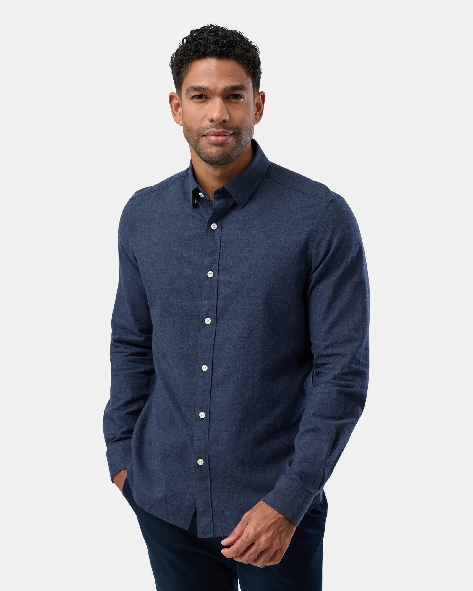 BFS1162 LS SHIRT NAVY MARLE