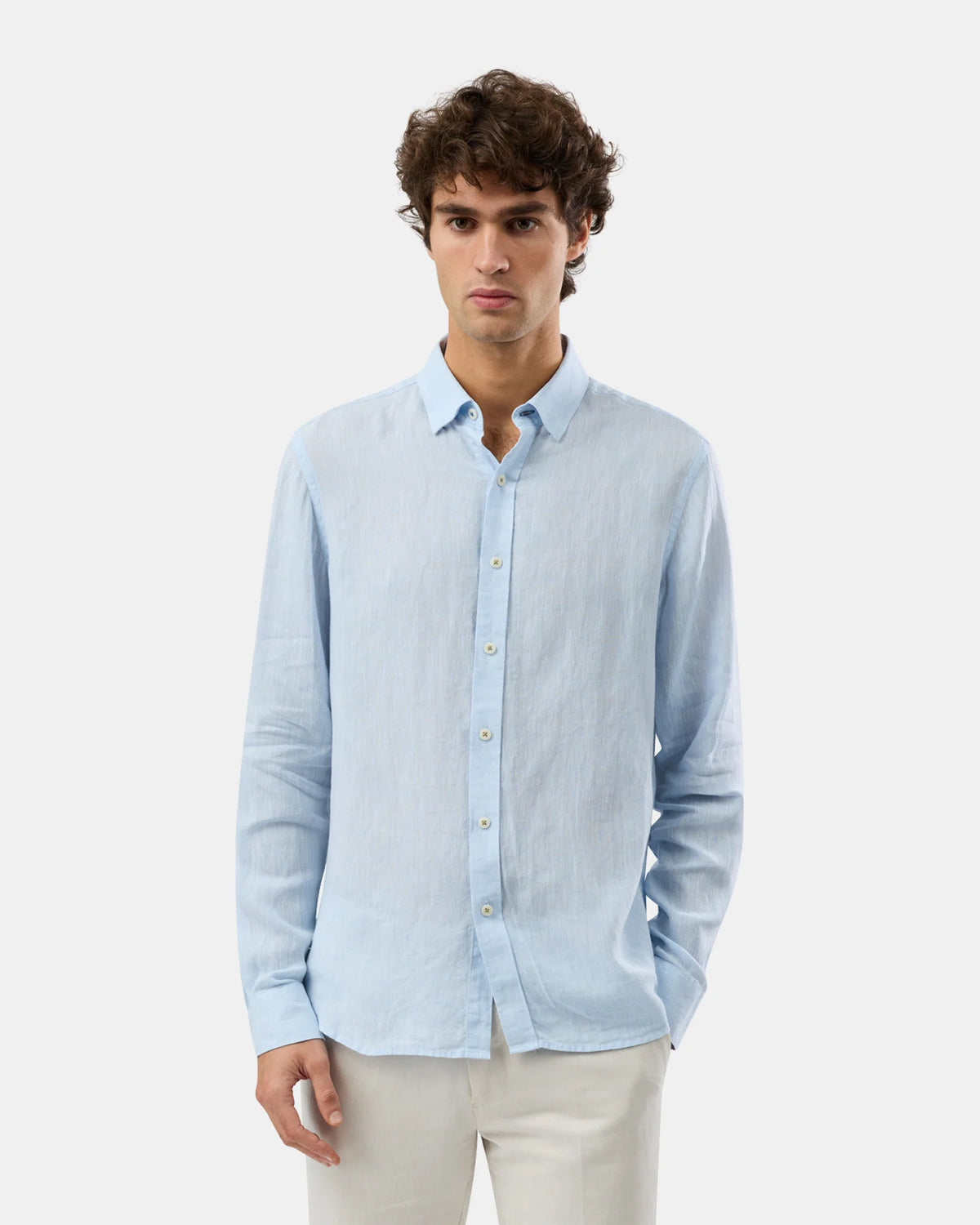 BFS1176 LINEN SHIRT BLUE