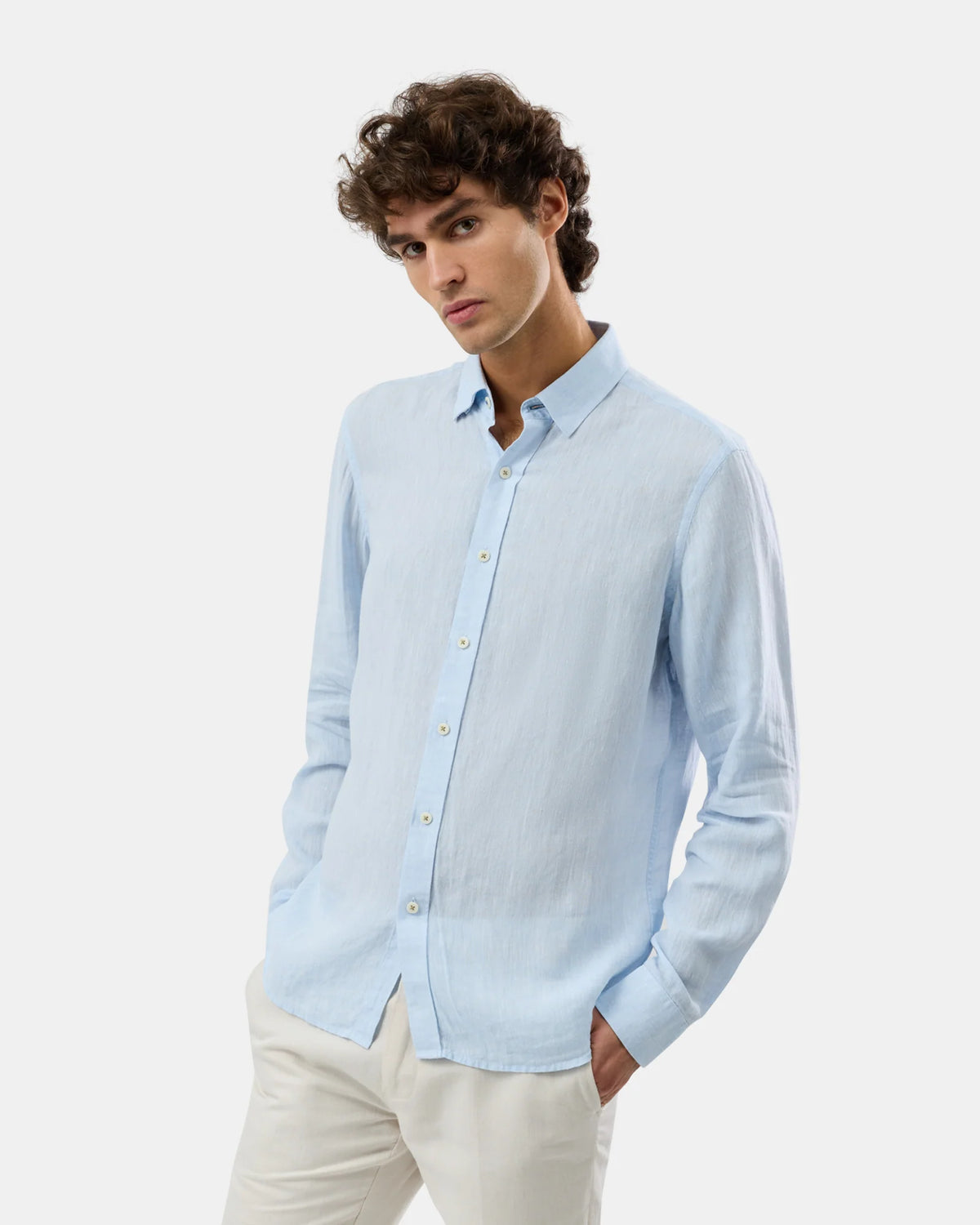 BFS1176 LINEN SHIRT BLUE