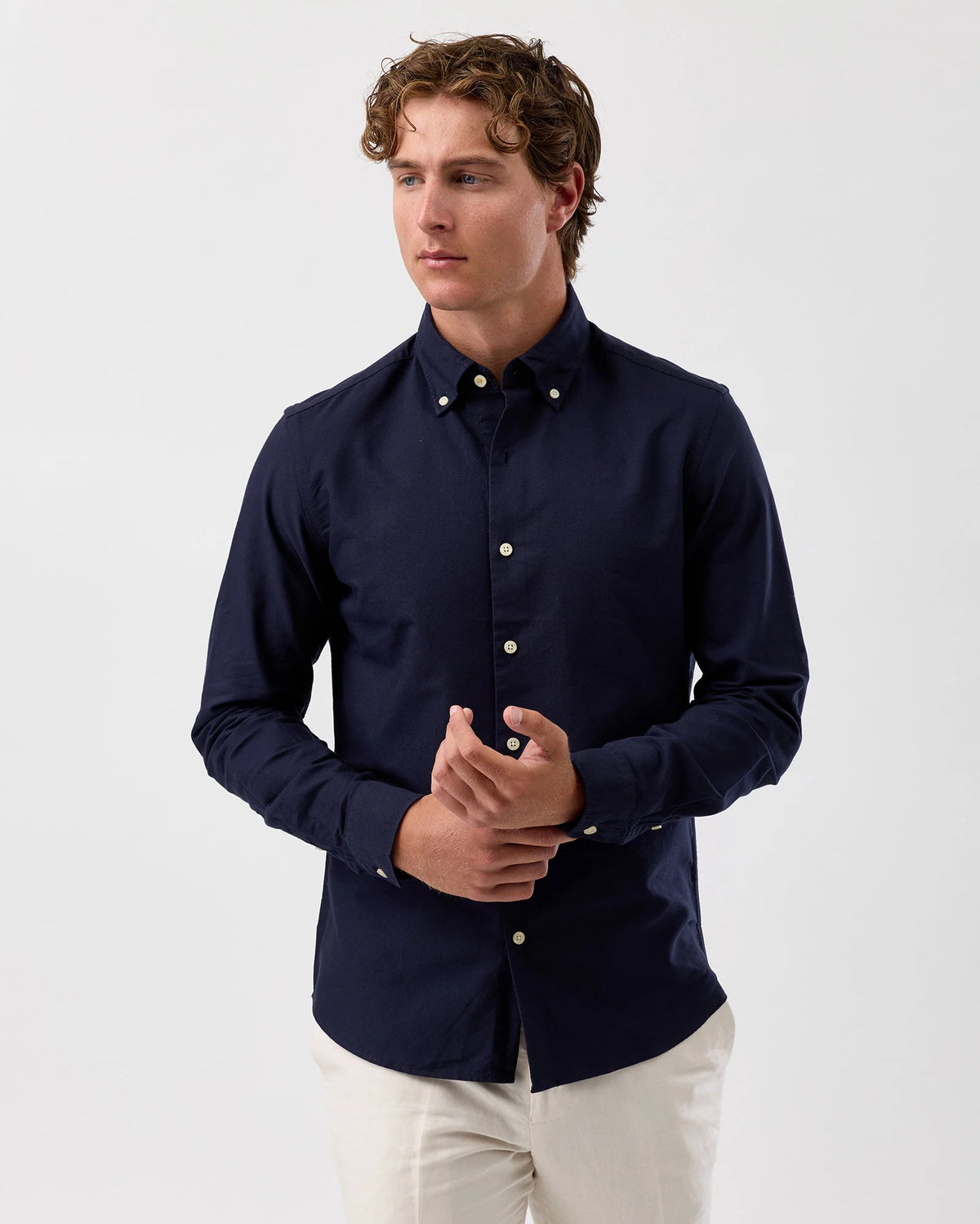 BFS800 OXFORD BUTTON DOWN SHIRT NAVY