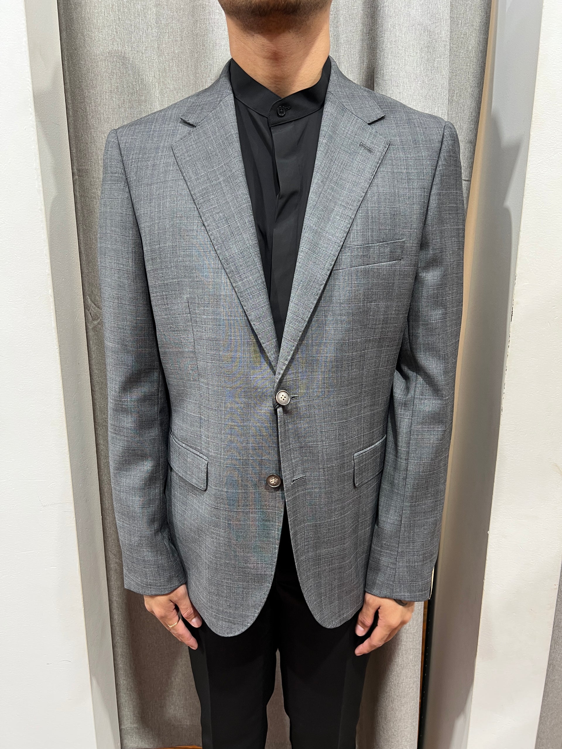 A039154 WOOL SUPERFINE 120 JACKET GREY CHECK