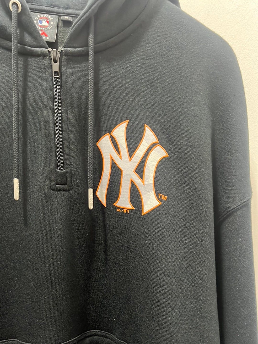 SNOW CAMO 1/4 ZIP HOODY YANKEES FADED BLACK