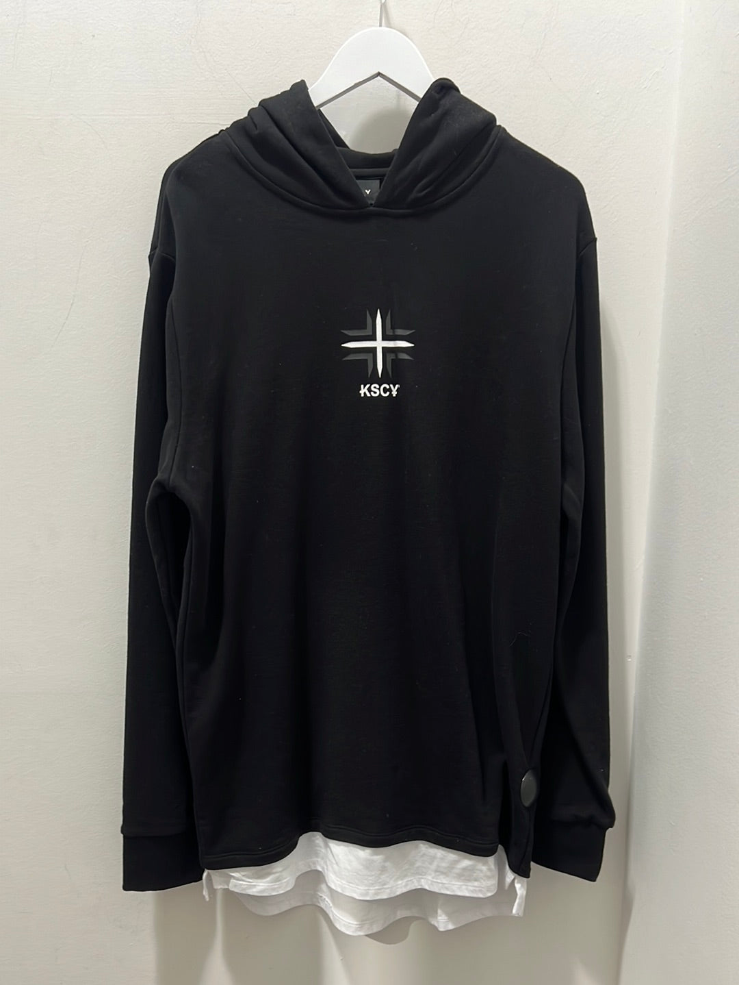 THE SAINT LAYERED HOODED SWEATER - JET BLACK