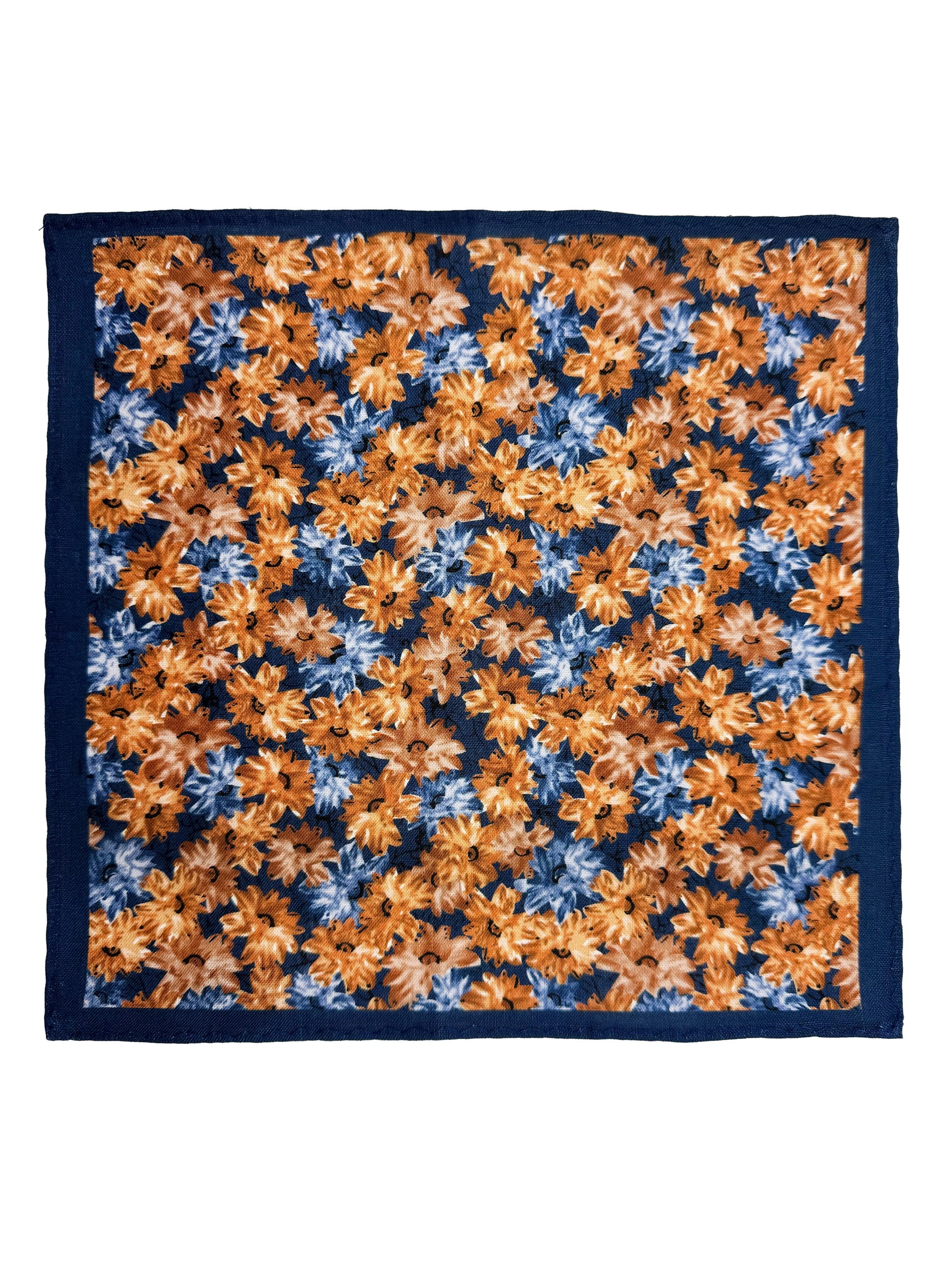 BROWN NAVY FLORAL PRINTED LINEN HANK