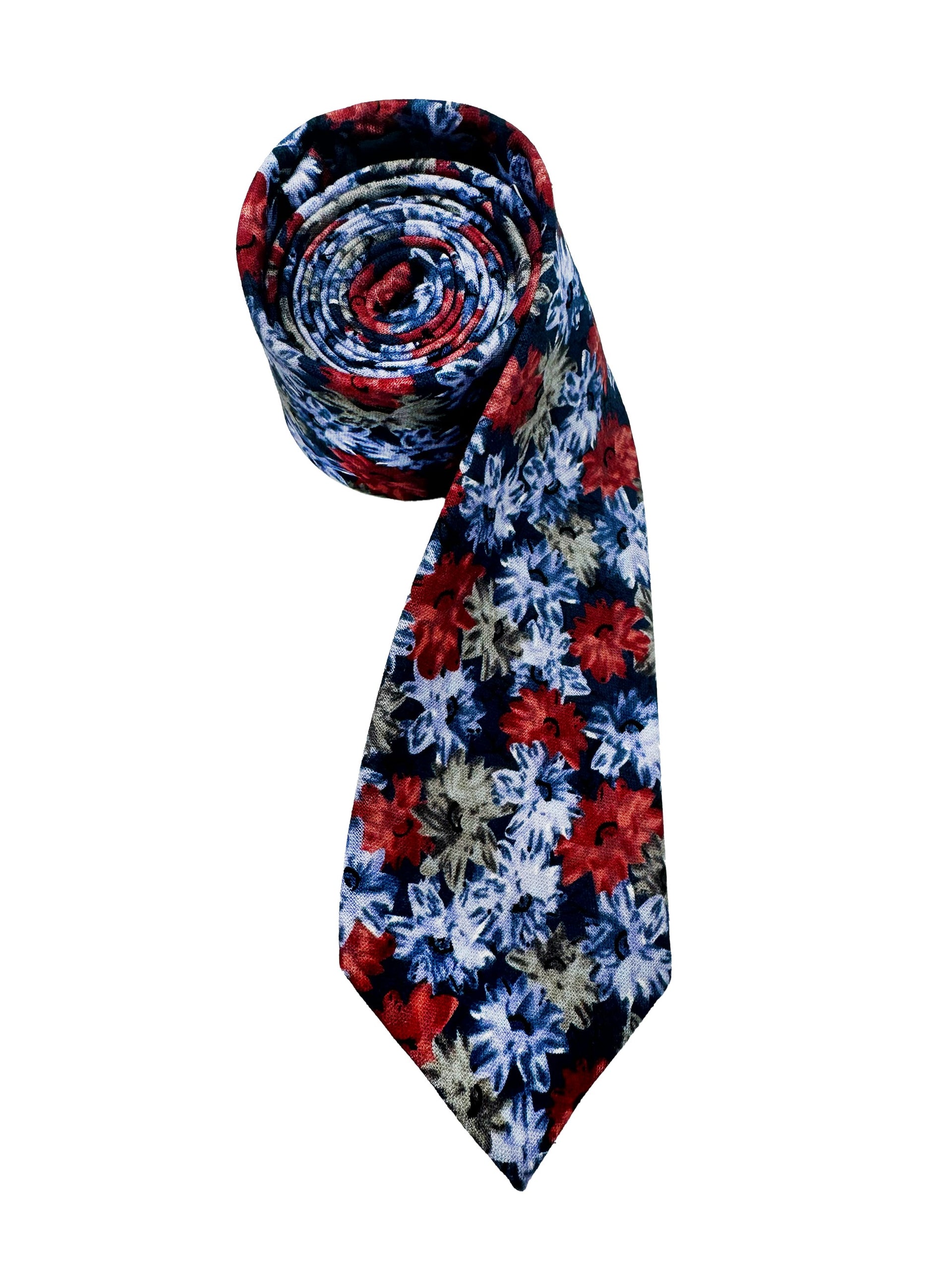 RED NAVY FLORAL TIE