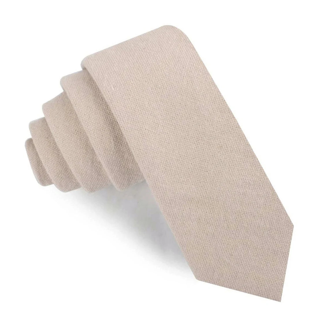 CHAMPAGNE BEIGE LINEN SKINNY TIE