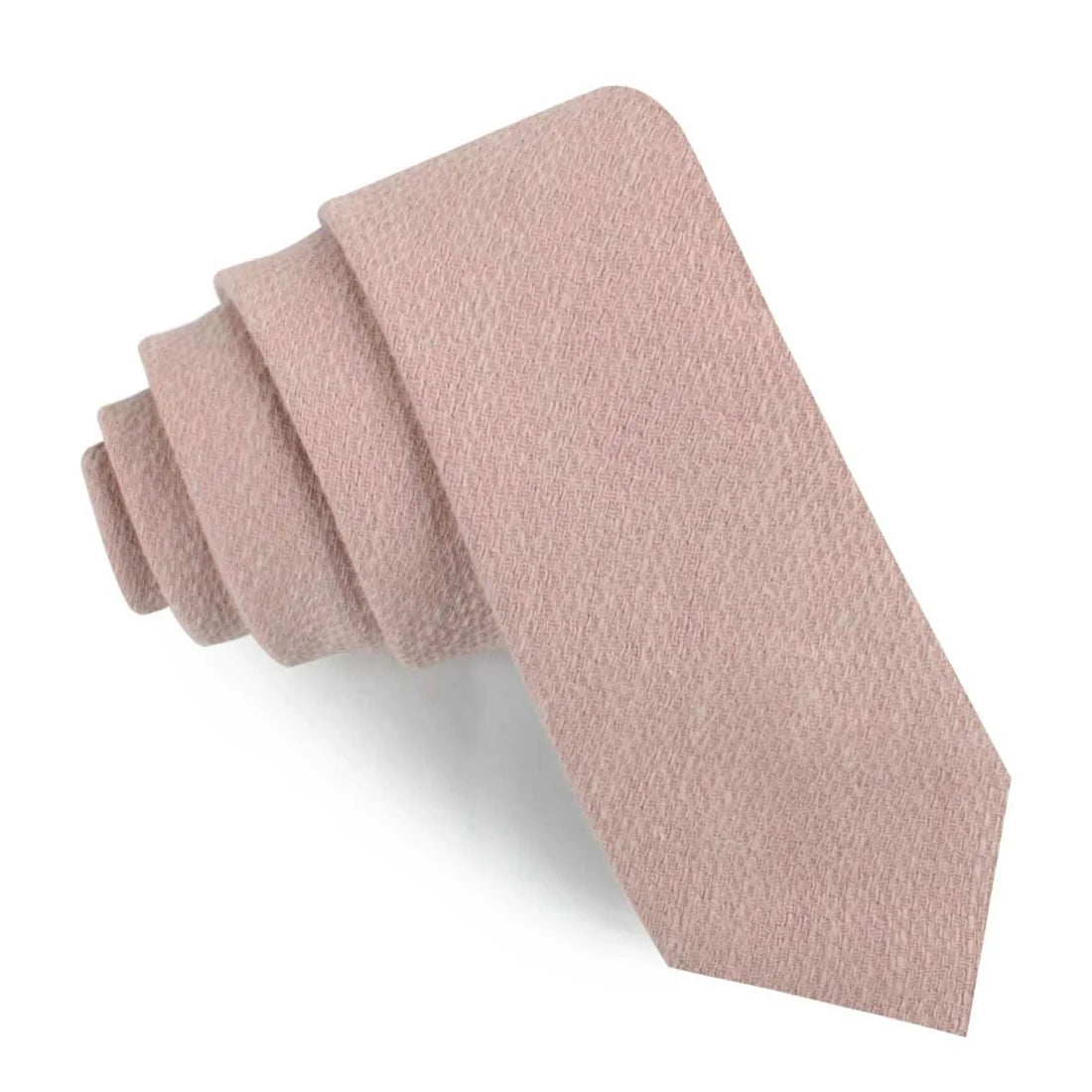DUSTY BEIGE PINK LINEN SKINNY TIE