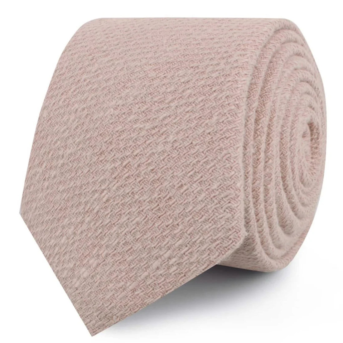 DUSTY BEIGE PINK LINEN SKINNY TIE