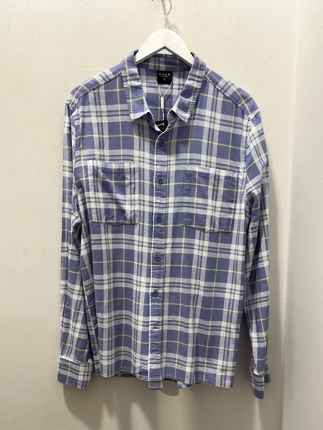 TRUSTED CASUAL LS SHIRT - PURPLE/TAN CHECK