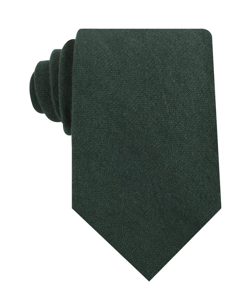 EMERALD DARK GREEN LINEN NECKTIE Y238