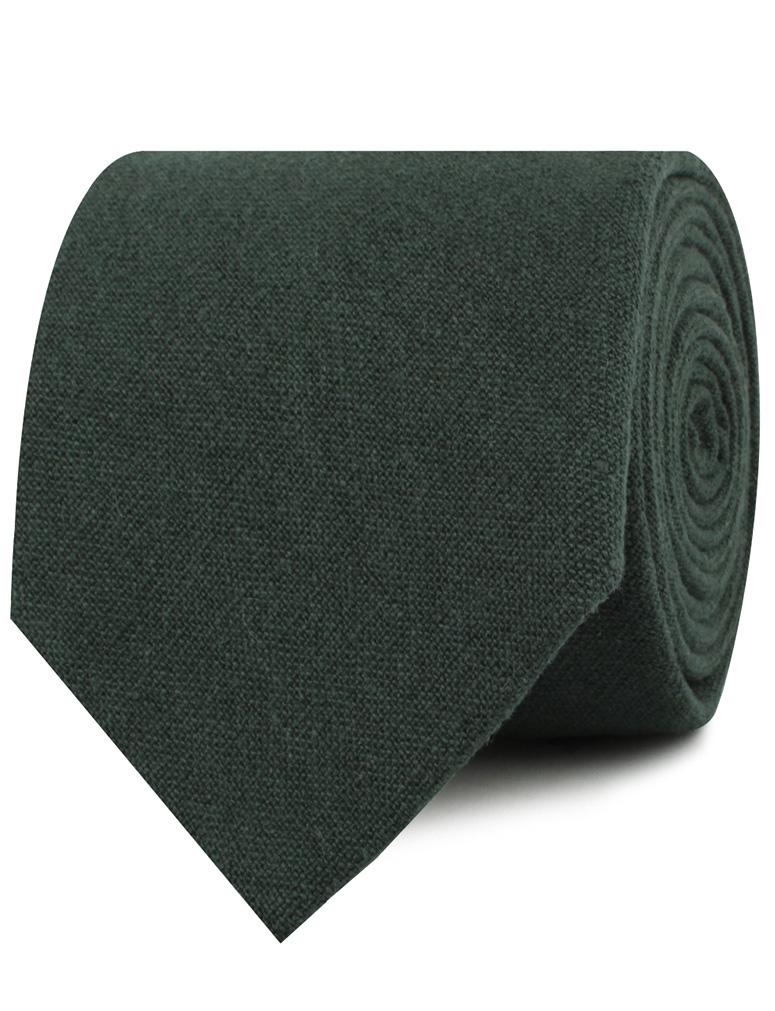 EMERALD DARK GREEN LINEN NECKTIE Y238