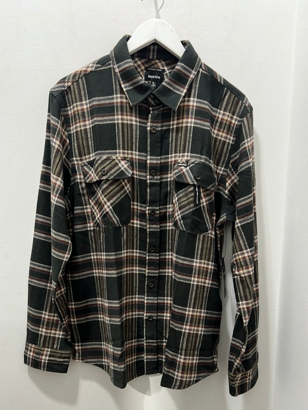 BOWERY LS FLANNEL BLACK/CHARCOAL/OFF WHITE