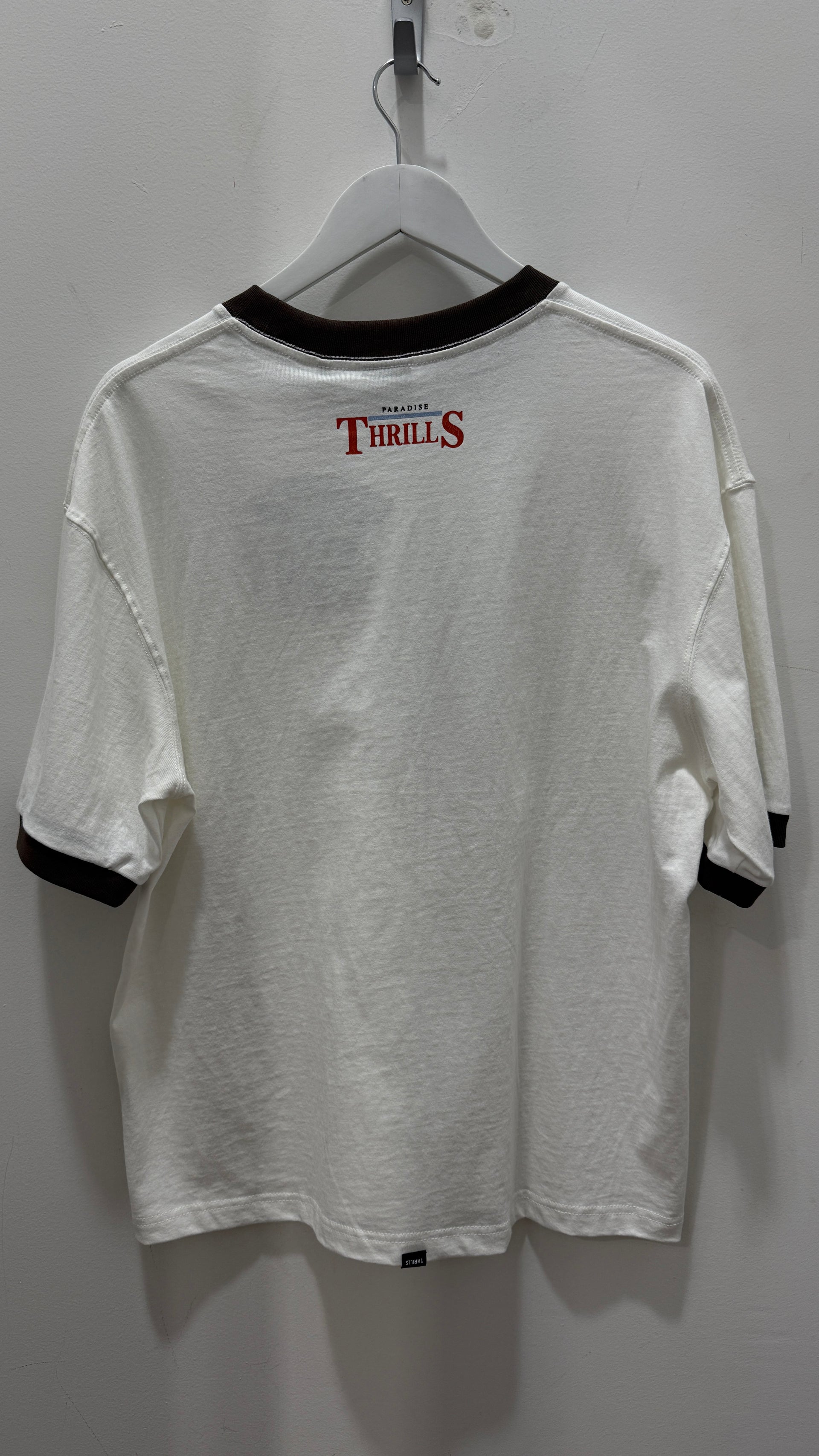 TOUCH THE SKY BOX FIT OVERSIZE CROPPED RINGER TEE DIRTY WHITE