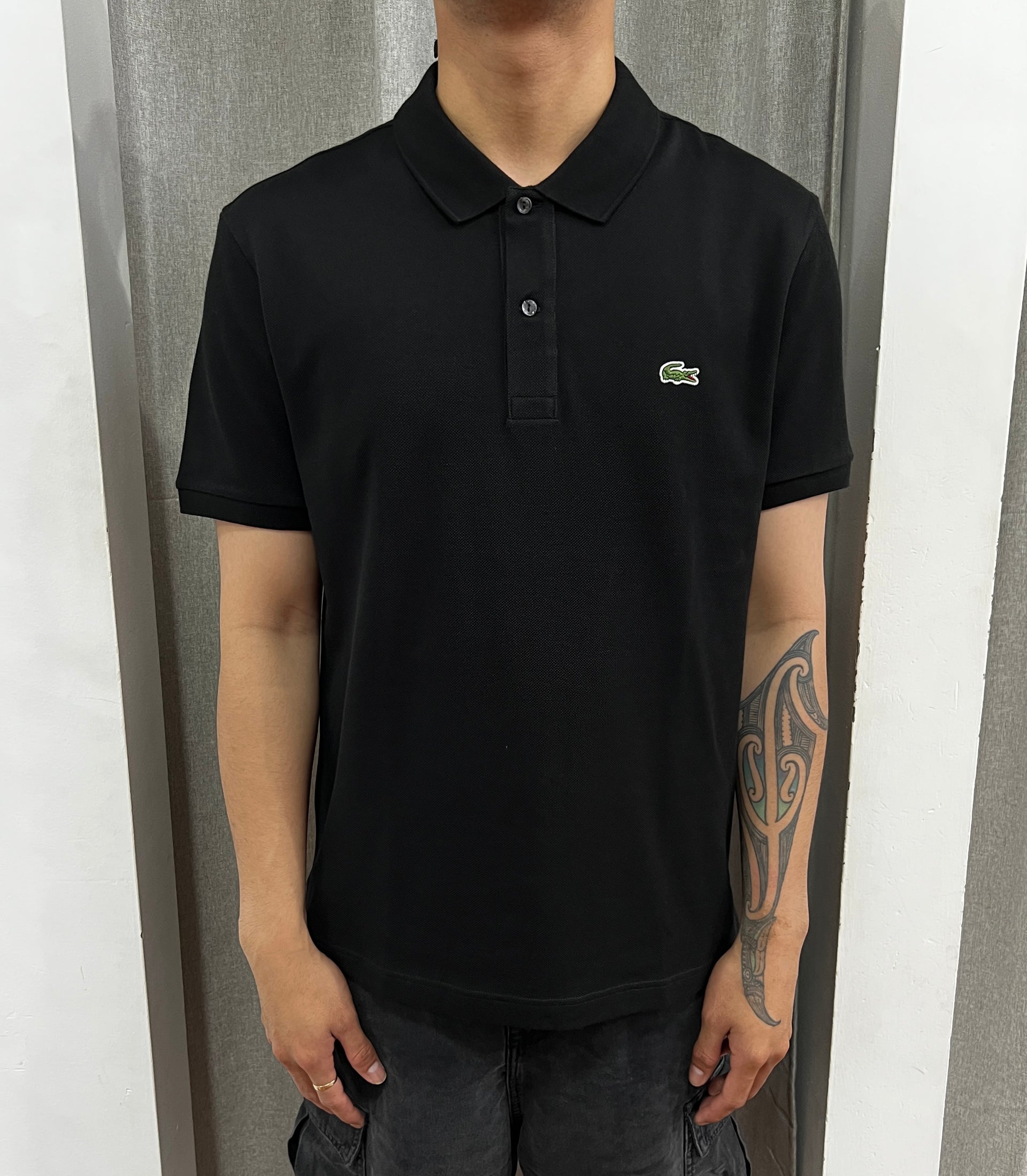 ORIGINAL L12.12 SLIM FIT PETIT PIQUE COTTON POLO BLACK