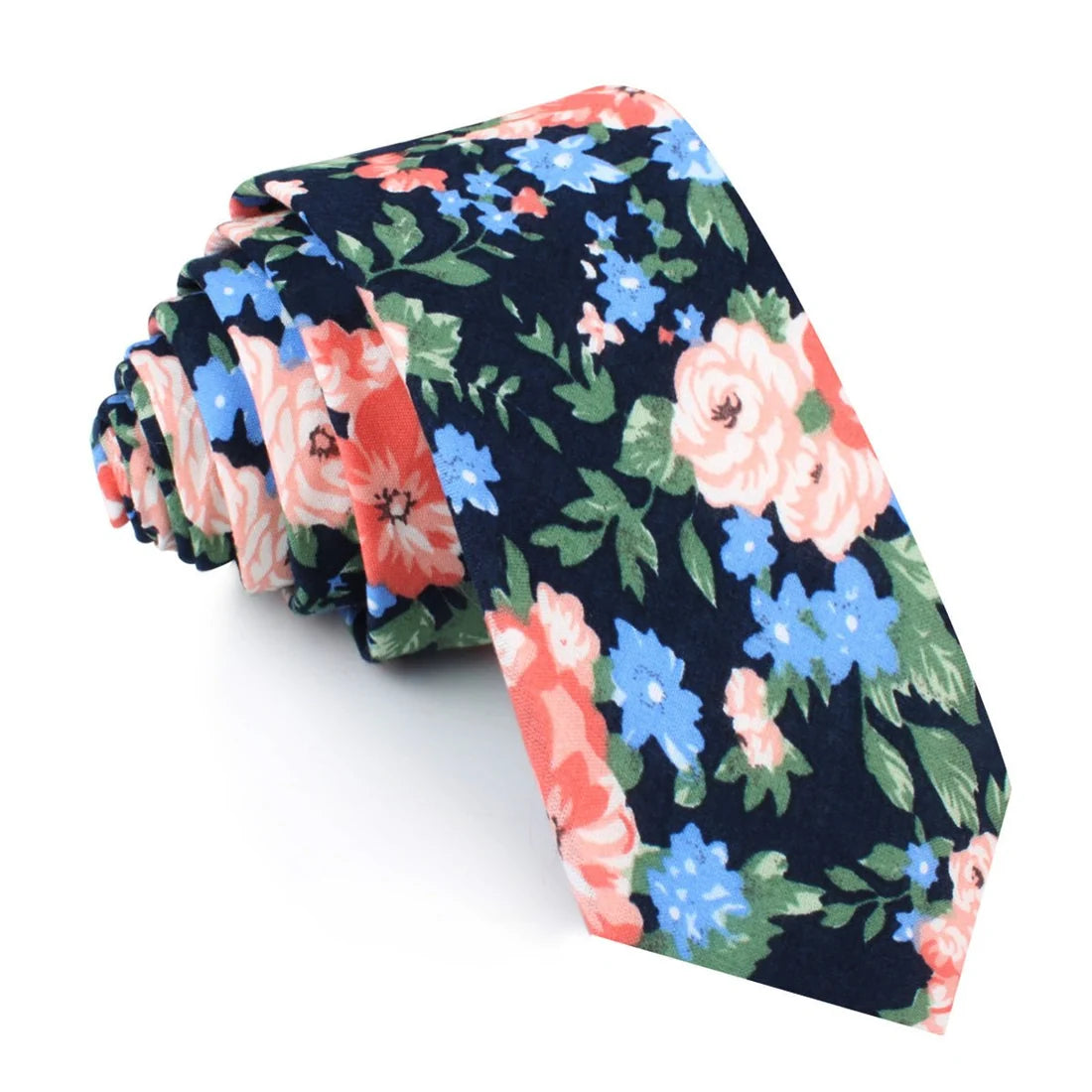 HAVANA PINK FLORAL SKINNY TIE PINK NAVY