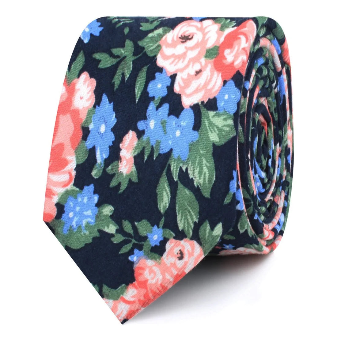 HAVANA PINK FLORAL SKINNY TIE PINK NAVY