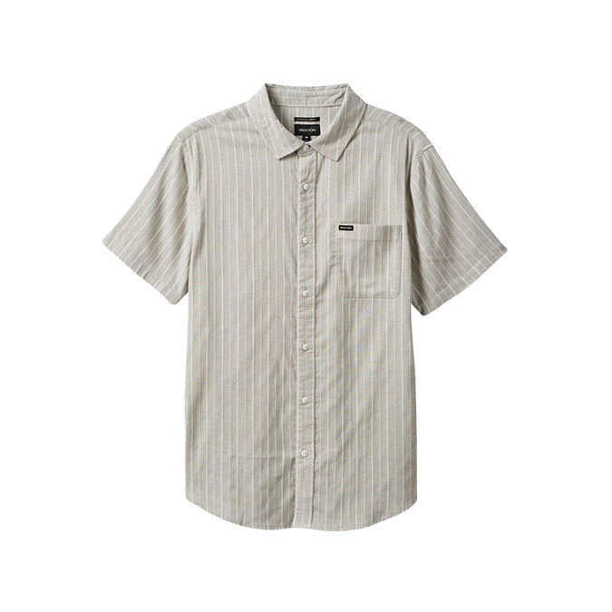 CHARTER STRIPE SS WOVEN SHIRT OFF WHITE/CINDER GREY