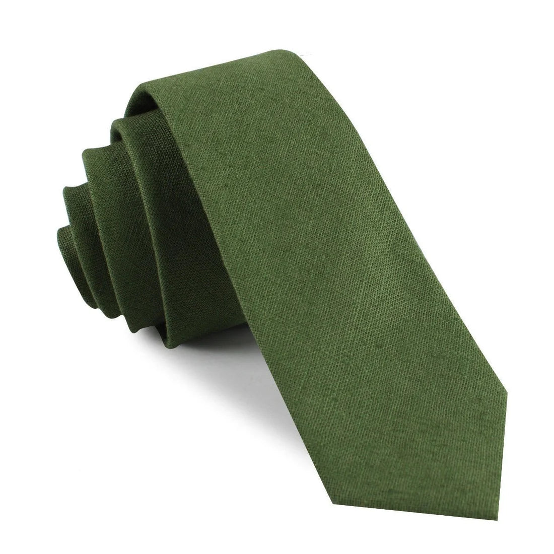 HUNTER GREEN SLUB LINEN SKINNY TIE