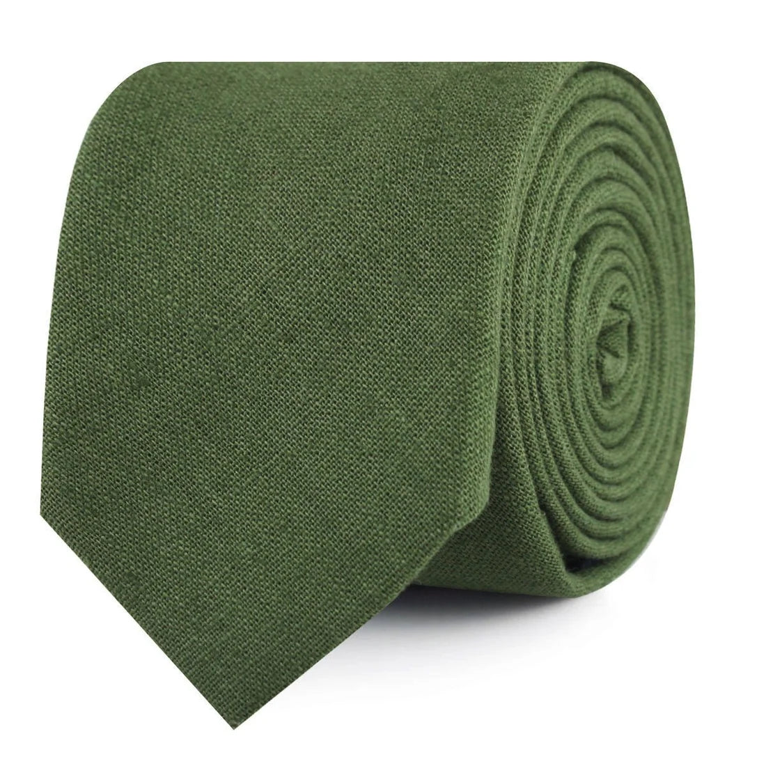 HUNTER GREEN SLUB LINEN SKINNY TIE