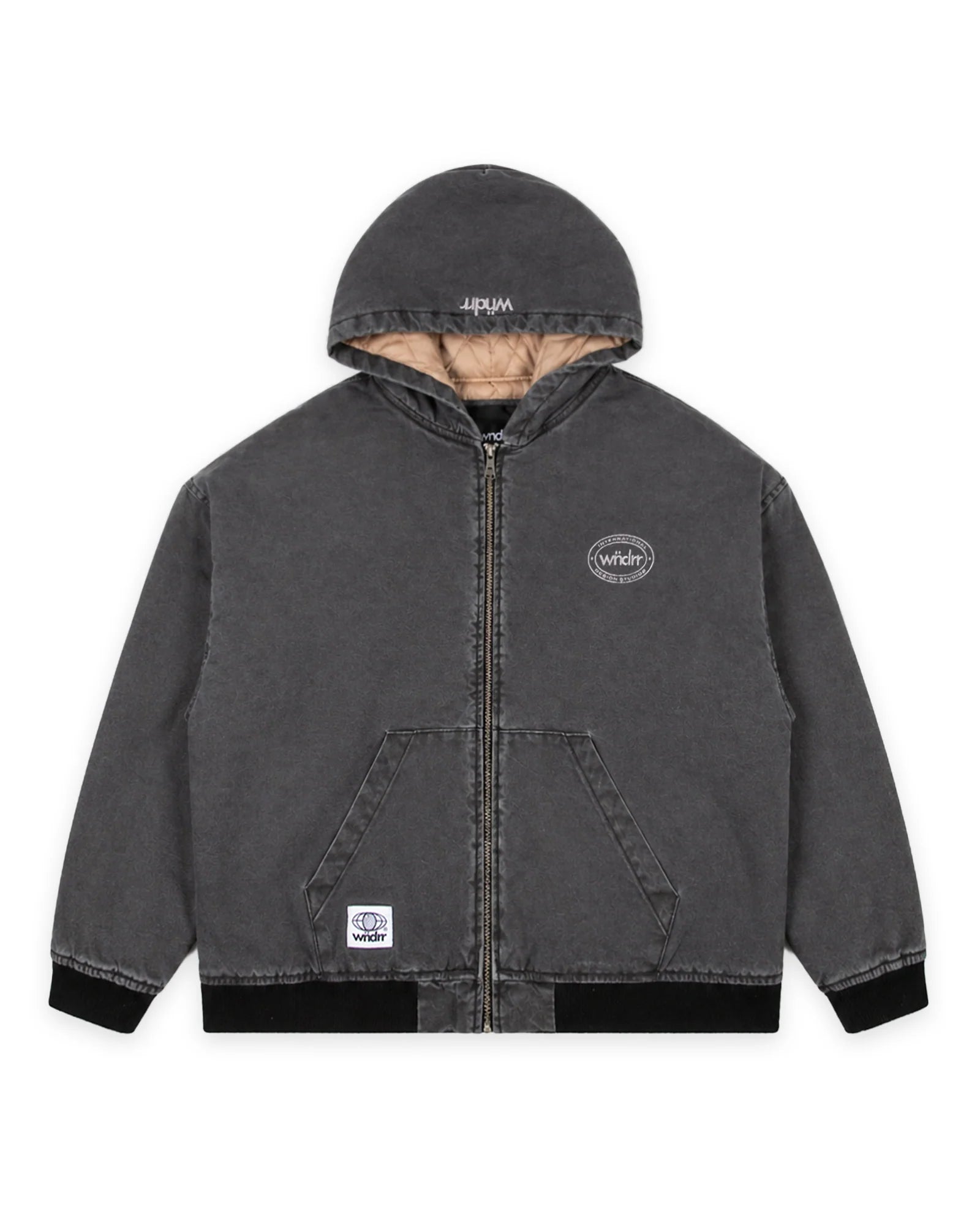 CREDIT HOODED WORK JACKET BLACK DENIM